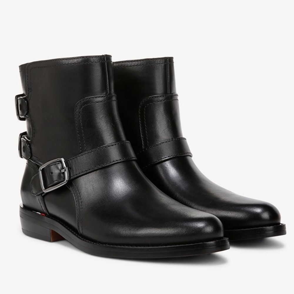 Franco Sarto Women's Prina Block Heel Moto Ankle Boots Black Leather Size 8 - Picture 2 of 12